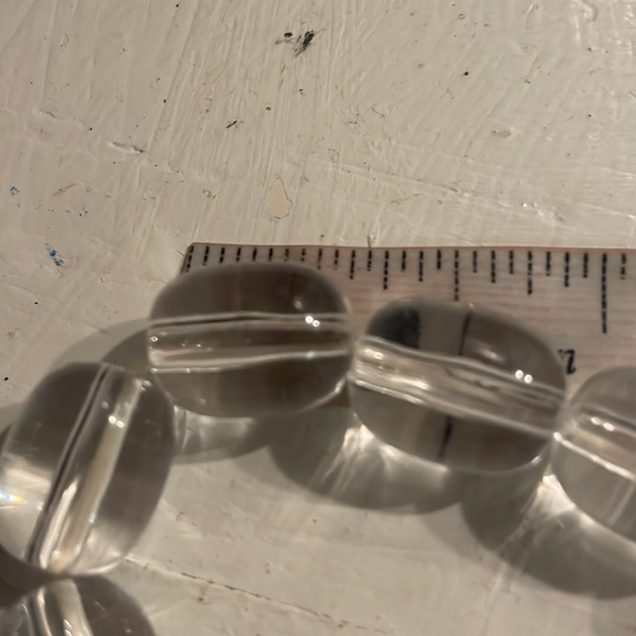 Retro vintage 8” eleven oblong clear beads stackable stretch bangle bracelet - Picture 10 of 11